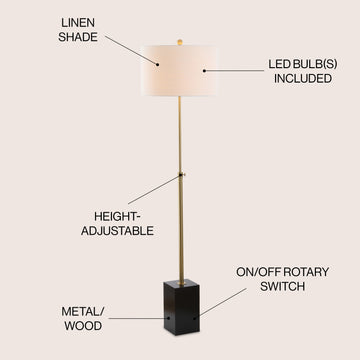 Lafayette 65" Adjustable Height LED Floor Lamp - JONATHAN Y